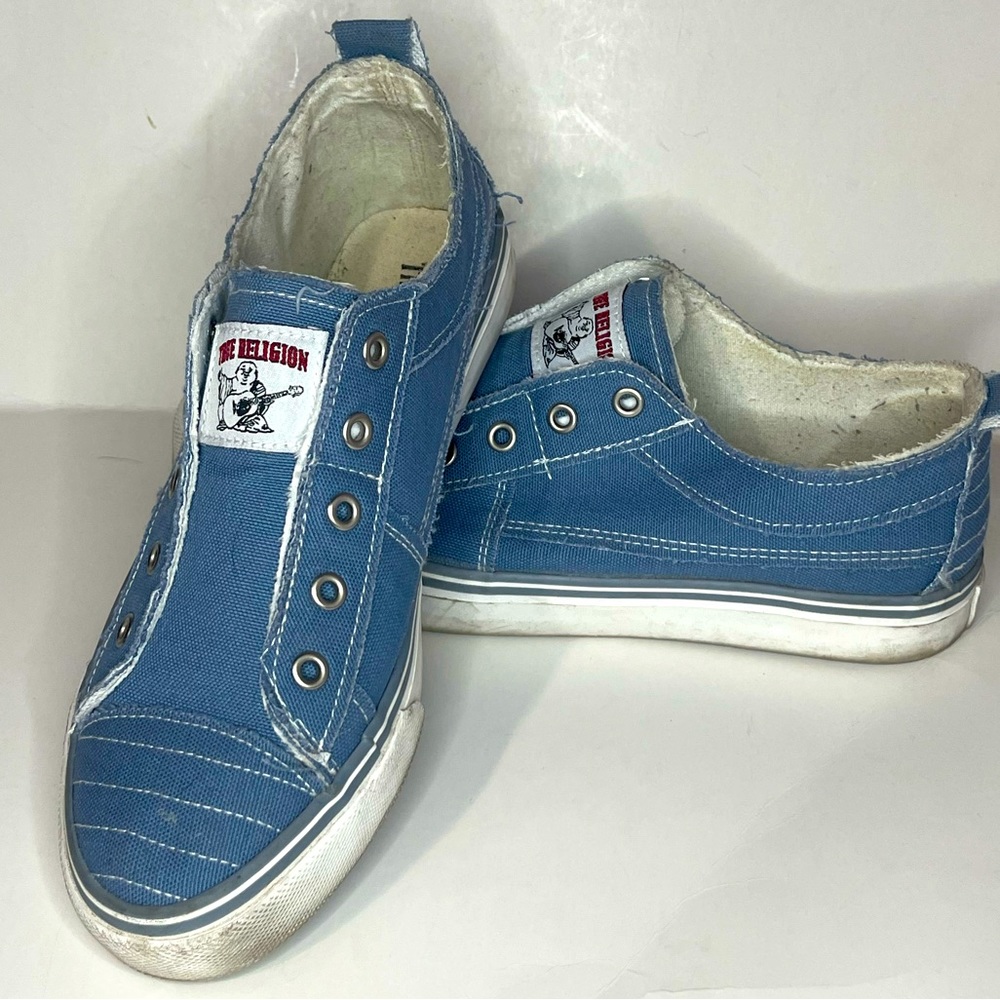 True Religion Women’s Canvas Blue Korey Slip On Sneakers Sz 9